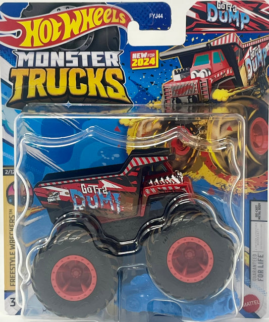 NEW 2024 Hot Wheels Monster Trucks Gotta Dump Black & Red Freestyles Wreckers