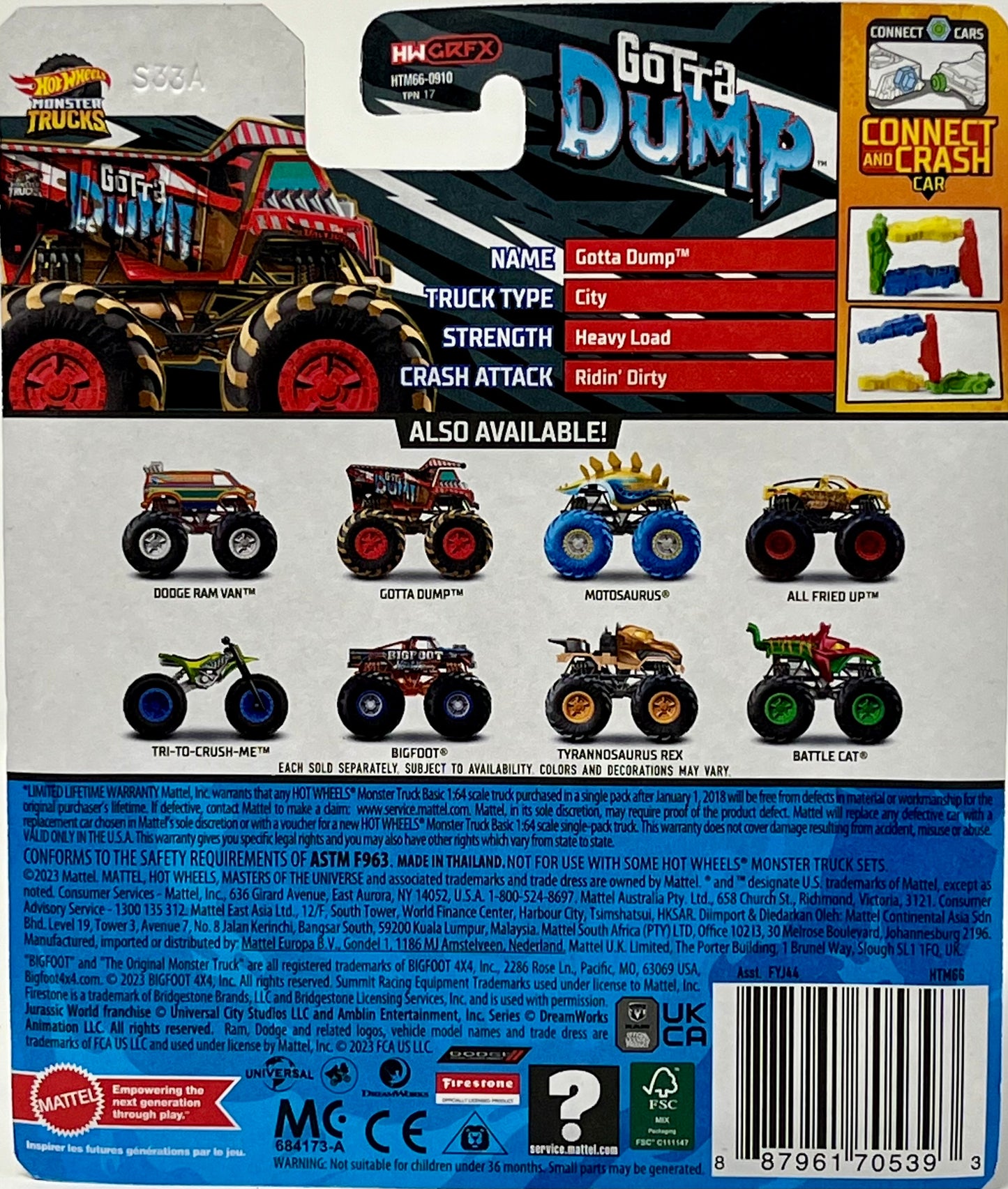 NEW 2024 Hot Wheels Monster Trucks Gotta Dump Black & Red Freestyles Wreckers