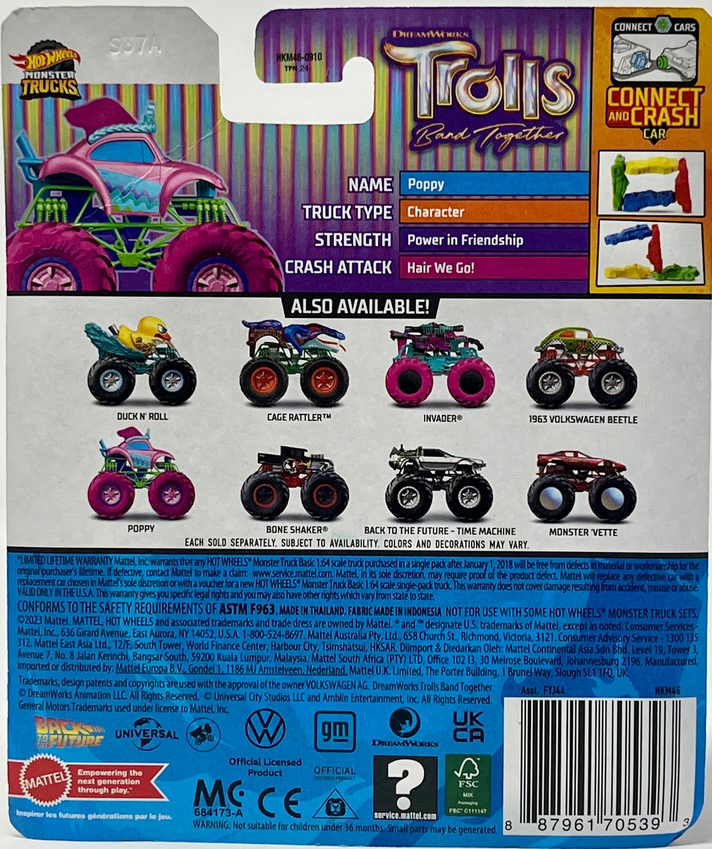 Hot Wheels Monster Truck Trolls Band Together - Poppy 1:64