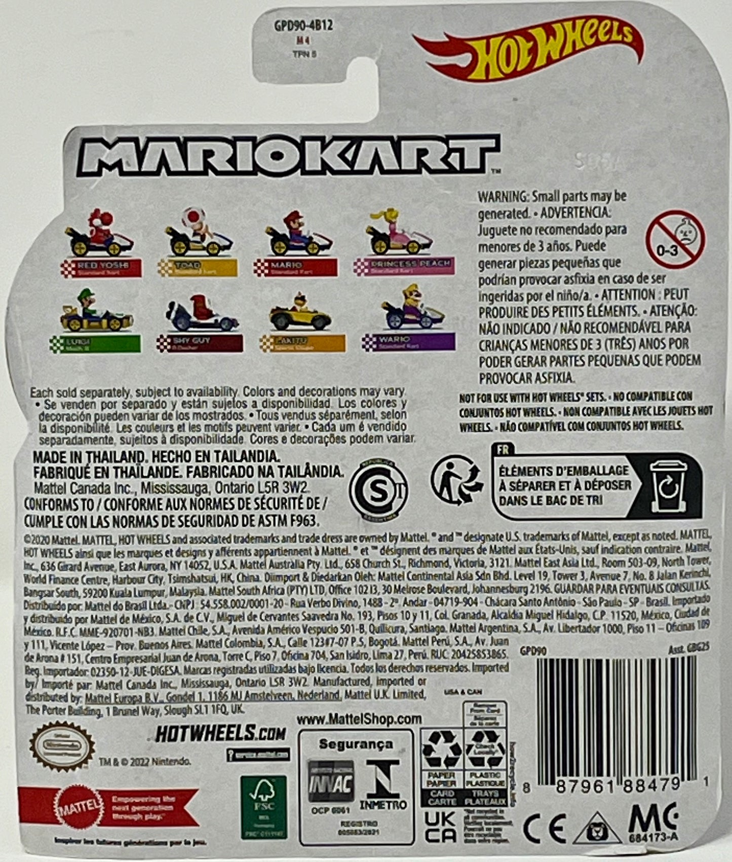 New Hot Wheels 1:64 Mario Kart Red Yoshi Standard Kart