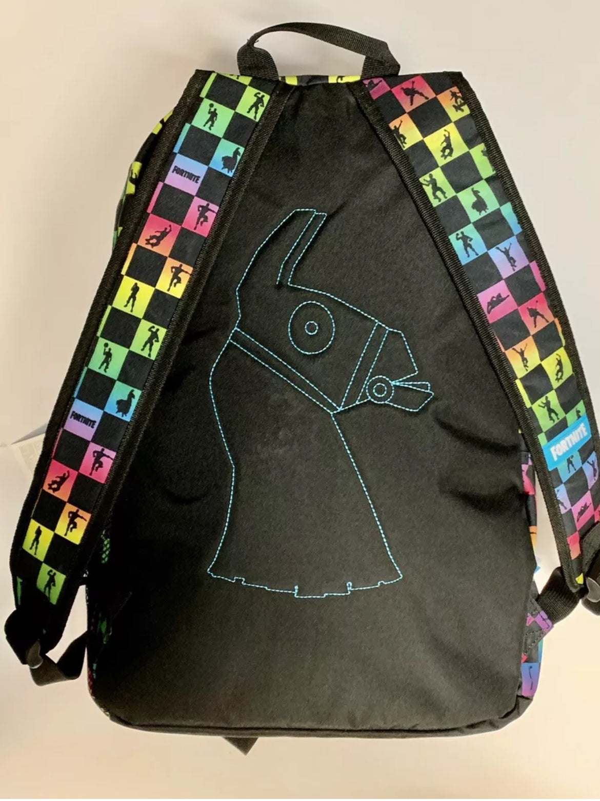 New Fortnite "Amplify" Rainbow Checkered 18" Backpack - Multicolored