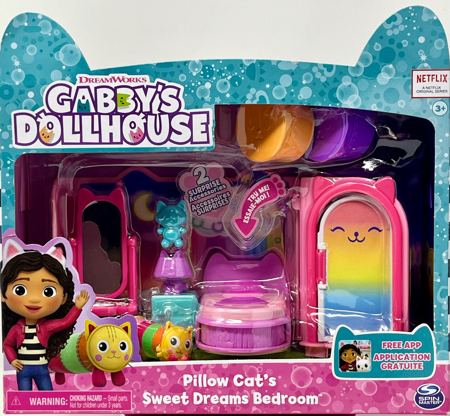 Gabby's Dollhouse, Sweet Dreams Bedroom with Pillow Cat Figure and 3 Accessories, 3 Furniture and 2 Deliveries, Kids Toys for Ages 3 and up