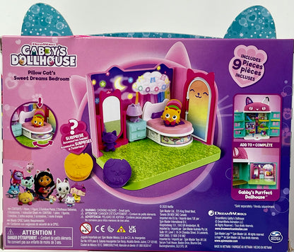 Gabby's Dollhouse, Sweet Dreams Bedroom with Pillow Cat Figure and 3 Accessories, 3 Furniture and 2 Deliveries, Kids Toys for Ages 3 and up