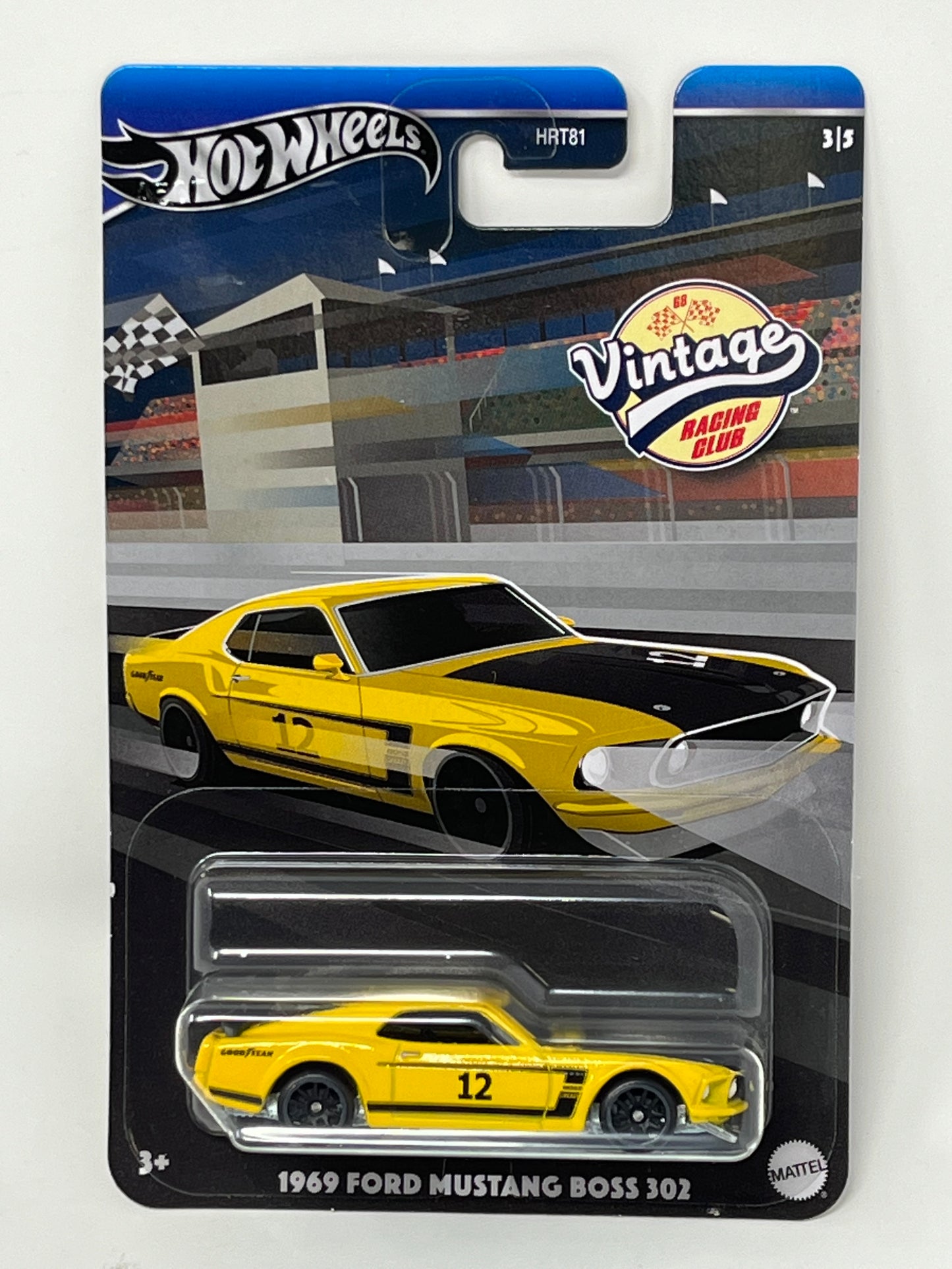 Hot Wheels 1969 Ford Mustang Boss 302 Vintage Racing Club 3/5 with Protector