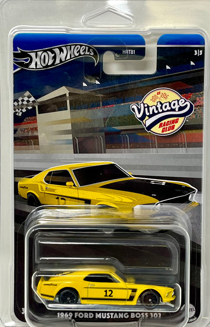 Hot Wheels 1969 Ford Mustang Boss 302 Vintage Racing Club 3/5 with Protector