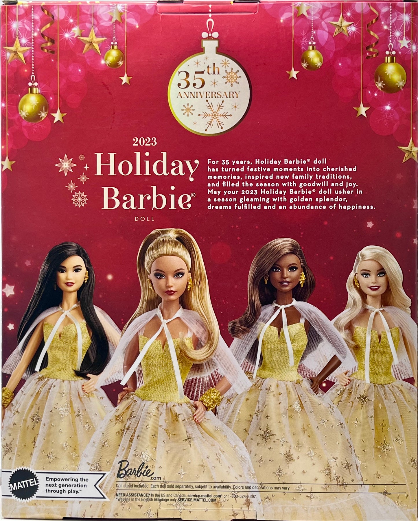 Barbie 13" Signature 2023 Holiday Collector Doll Golden Gown, Light Brown Hair