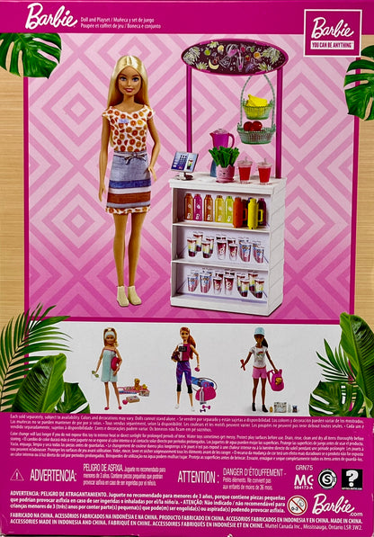 Barbie Smoothie Bar Playset with Blonde Doll, Smoothie Bar & 10 Accessories