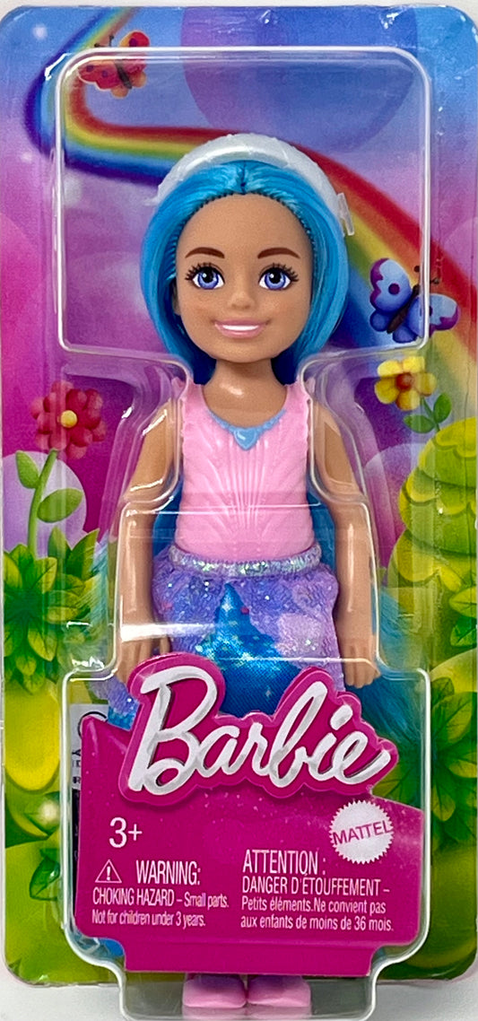 Barbie Dreamtopia Chelsea Royal Small Doll with Blue Hair, White Headband & Colorfull Skirt, Doll Bends at Waist