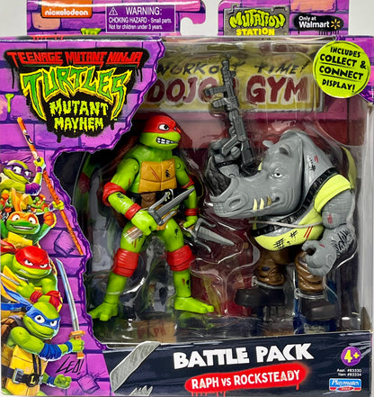 Teenage Mutant Ninja Turtles Mutant Mayhem RAPH VS. ROCKSTEADY Battle Pack