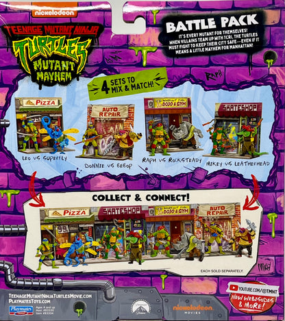 Teenage Mutant Ninja Turtles Mutant Mayhem RAPH VS. ROCKSTEADY Battle Pack