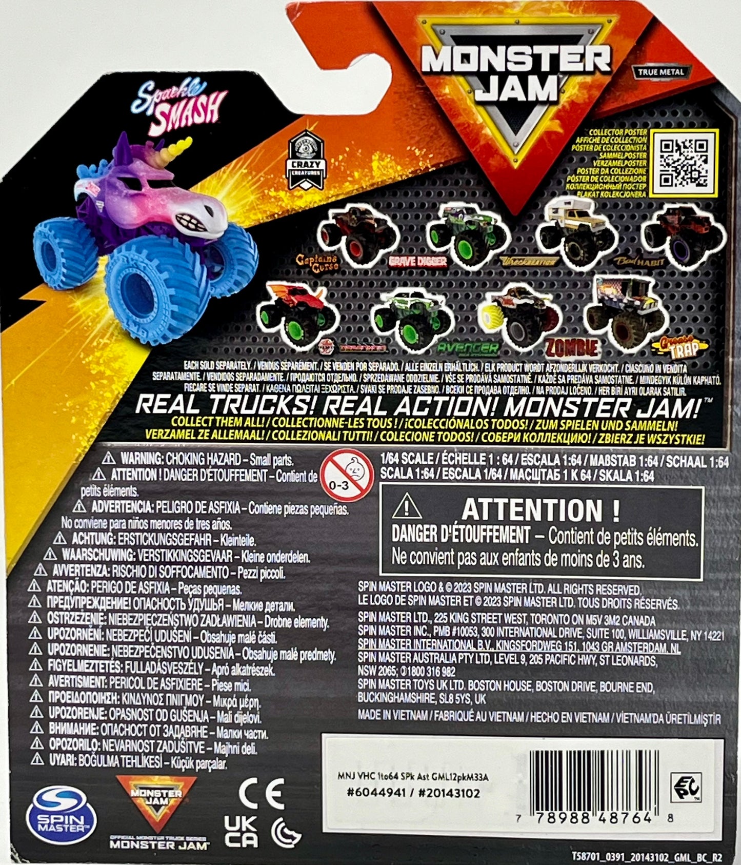 New SPARKLE SMASH Unicorn Monster Jam Truck Series 33 1/64