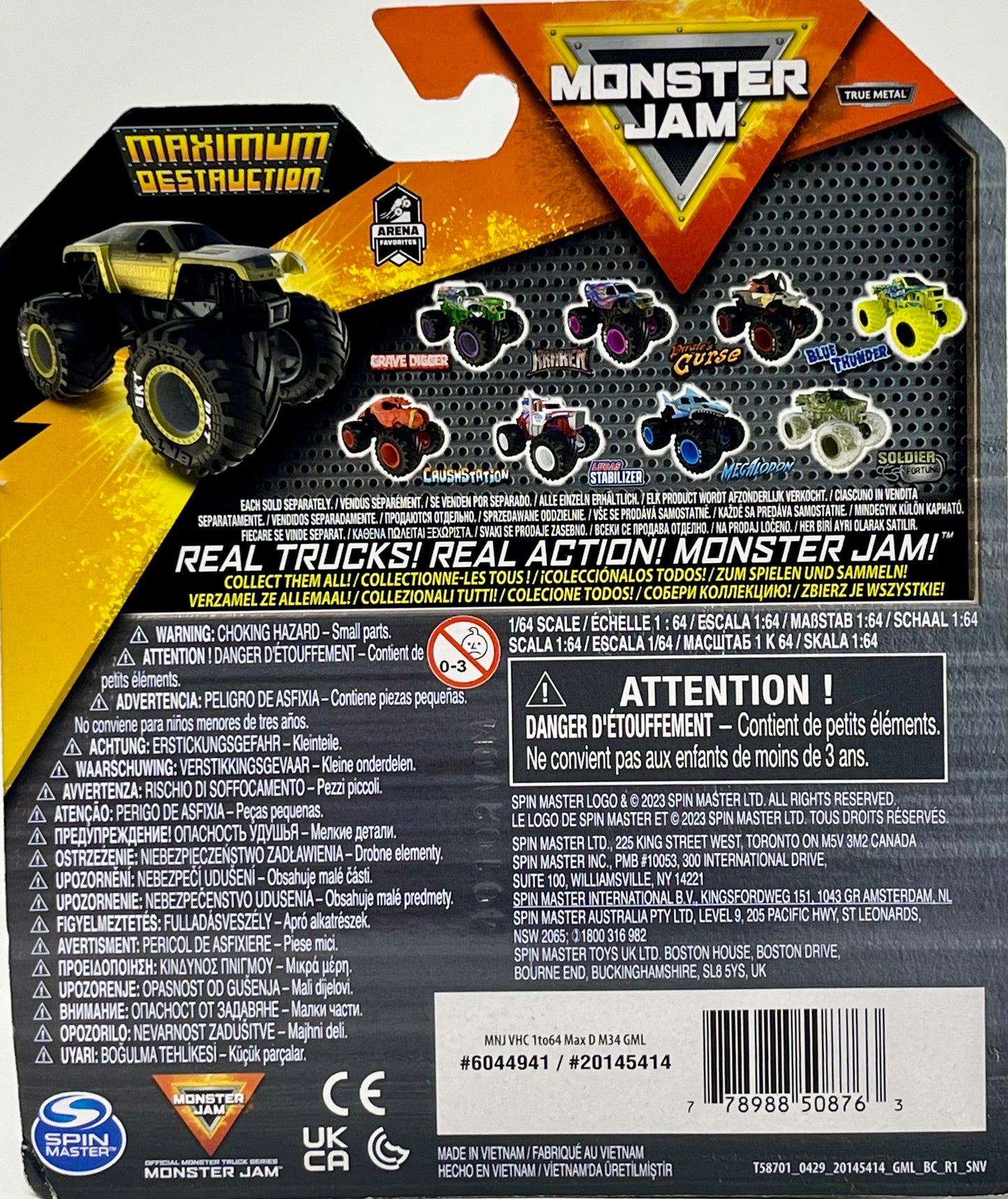 Monster Jam 2024 Maximum Destruction Official 1:64 Diecast Truck Series 34 Arena Favorites