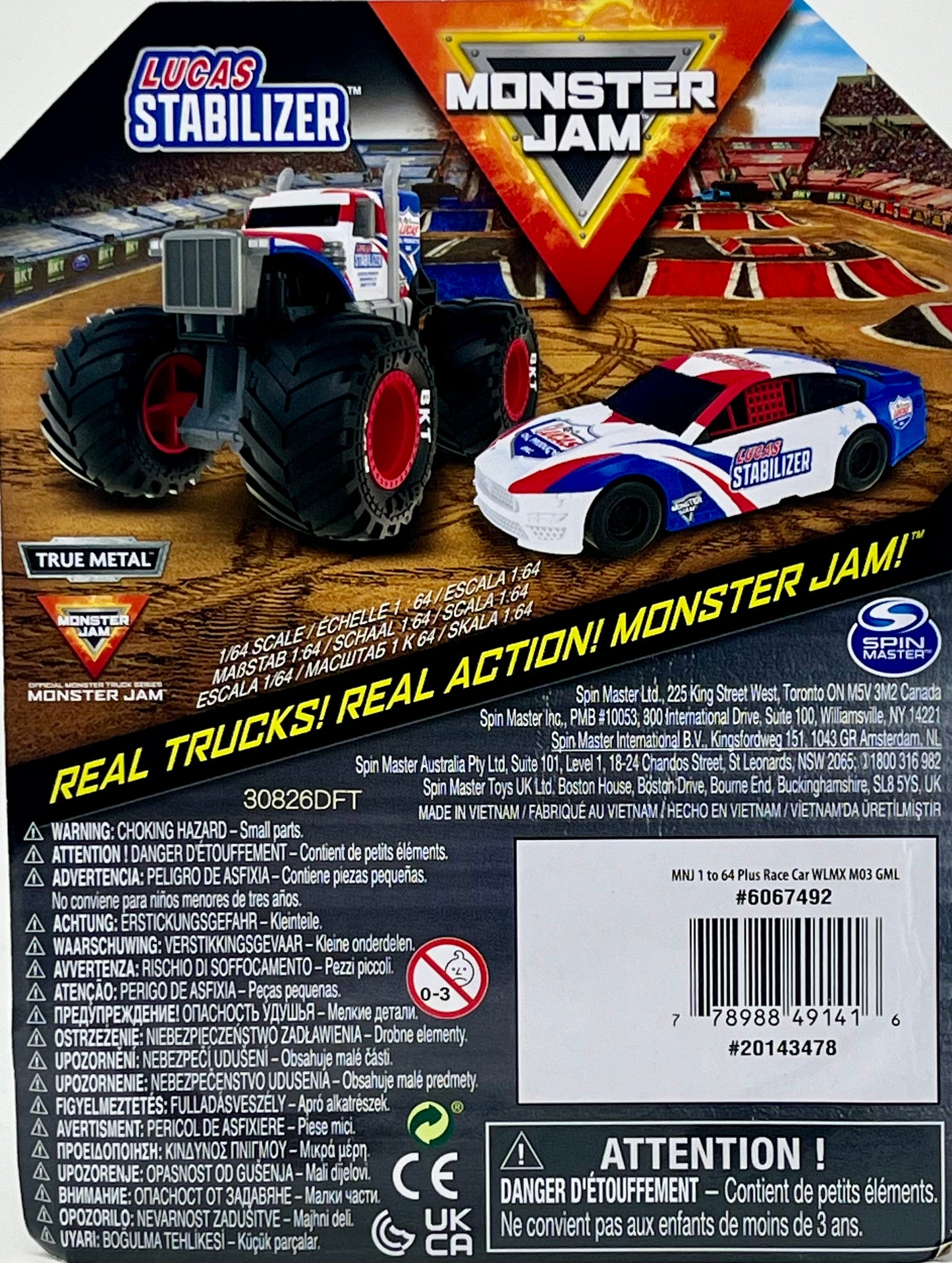 Monster Jam Lucas Stabilizer Monster Truck & Race car 1/64