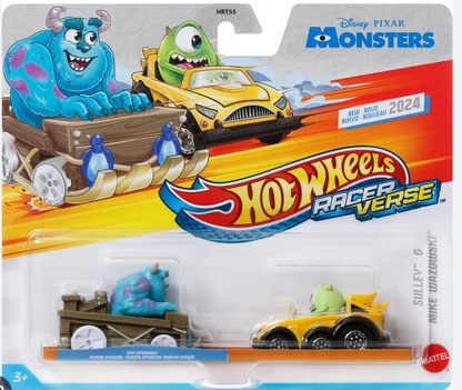 Hot Wheels Disney Pixar Monsters Sulley & Mike Wazowski RacerVerse Diecast Vehicles 2pk