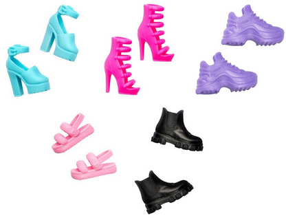 Barbie Fashion Pack of 5 Shoes, Heels, Sneakers for Barbie Doll