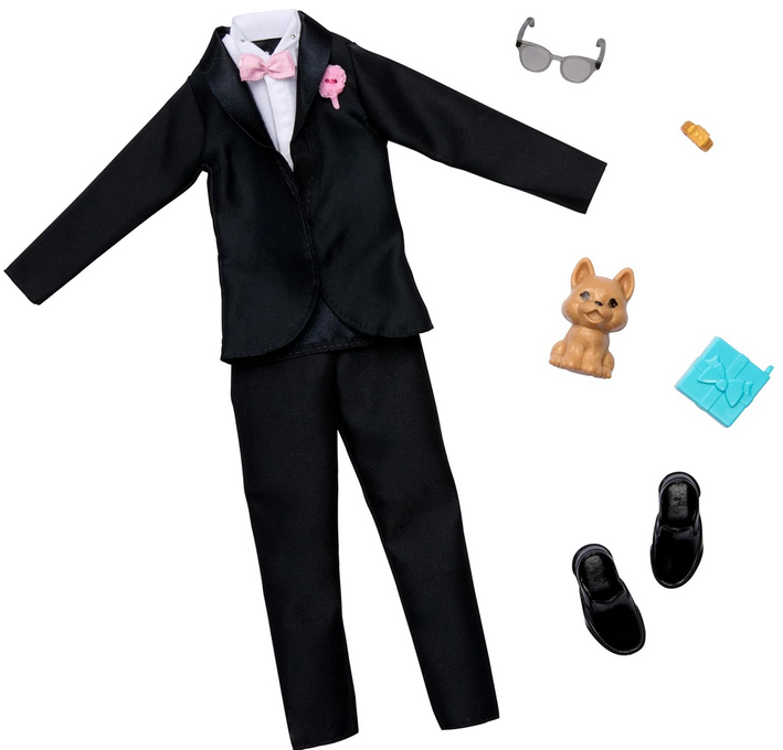 Barbie Clothes, Groom Fashion Pack for Ken Doll on Wedding Day, Tuxedo with Accessories for Complete Look