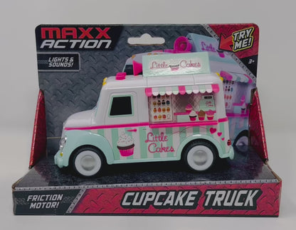 Maxx Action 5” Cup Cake Truck Friction Motor Rubber Tires Lights and Sound